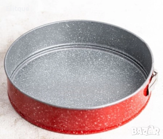 Форма за печене-ринг, 18*6.8см. Червен меланж /въгл.стомана, мрам.покр., снимка 4 - Форми - 52841124