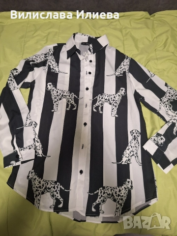 Дамска риза с принт кучета, снимка 2 - Ризи - 52632670