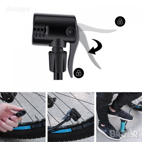 1431 Крачна помпа за надуване на велосипедни гуми и спортни топки, снимка 6 - Аксесоари за велосипеди - 28205707