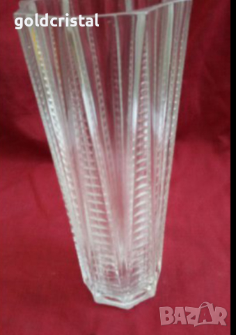  Стъклена  кристална ваза , снимка 5 - Антикварни и старинни предмети - 17785967