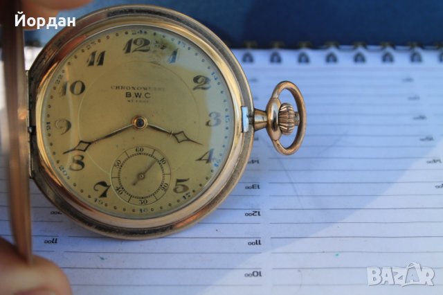 Швейцарски джобен позлатен часовник "BWC ''  52 мм, снимка 9 - Антикварни и старинни предмети - 40579743