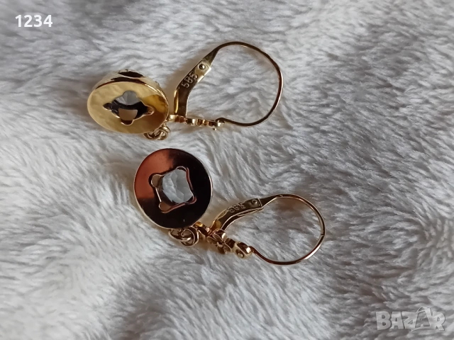 Винтидж модел златни висящи обеци, снимка 2 - Обеци - 53443154