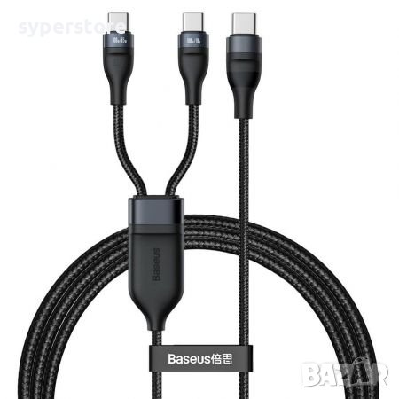 Кабел USB Type C - 2 x Type C M/M 1.5m 100W Baseus CA1T2-C01 Черна оплетка , снимка 1 - USB кабели - 38585667