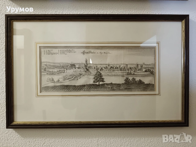 Немска гравюра от 17 в. – „Statt Aicha in Ober Bayern“ от M. Merian 