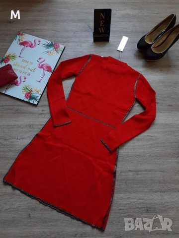 Нова колекция червена рокля с кристали от фино плетиво на намаление, снимка 8 - Рокли - 27331663