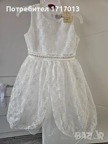 Детска официална бяла рокля с тюл Fiona & Co , снимка 3 - Детски рокли и поли - 47778484