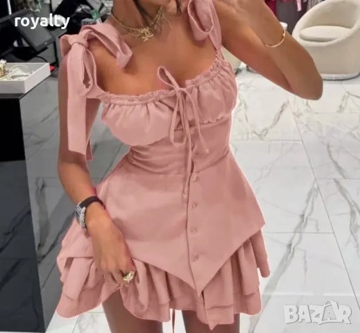 Розова елегантна дамска рокля , снимка 2 - Рокли - 50413956