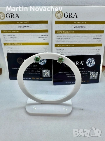 Сребърни обеци с мойсанит (Диамант) 1 карат, снимка 2 - Обеци - 53508678