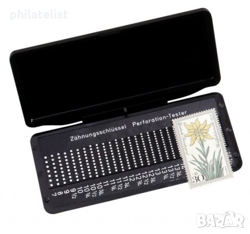 Зъбомер за пощенски марки с издадени зъби - Phila Combi Box