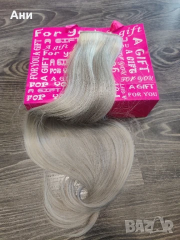 Естествена сивкаво руса коса, супер двойна плътност , снимка 2 - Аксесоари за коса - 49819330