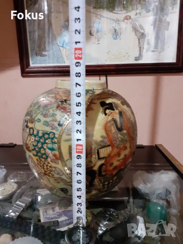 Сатцума Satsuma стара ваза буркан порцелан маркирана, снимка 6 - Антикварни и старинни предмети - 43170899