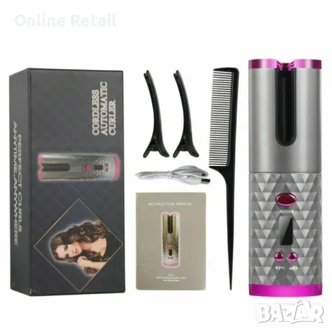 Маша за коса Безжична автоматично въртяща се за вълнообразни къдрици., снимка 3 - Маши за коса - 47426916