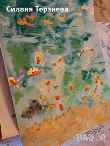 Картина "Златните цветя", снимка 2 - Картини - 43709609