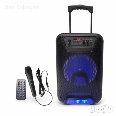 Преносима караоке тонколона - 8" говорител, LED светлина, дистанционно управление и микрофон, снимка 5 - Караоке - 53202788