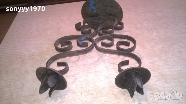 СТАР СВЕЩНИК КОВАНО ЖЕЛЯЗО-21Х18Х10СМ, снимка 6 - Колекции - 28022019