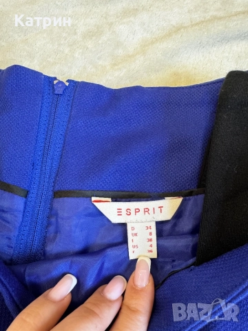 Дамска синя рокля с джобове ESPRIT, снимка 4 - Рокли - 51788458