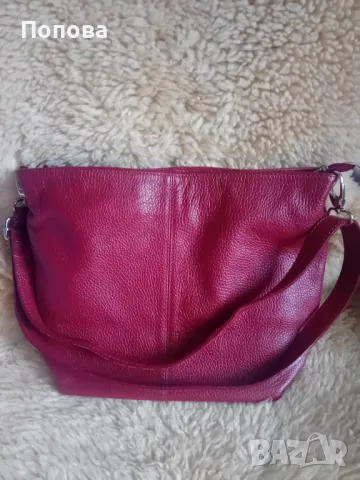 Червена италианска чанта естествена кожа , снимка 11 - Чанти - 50051520