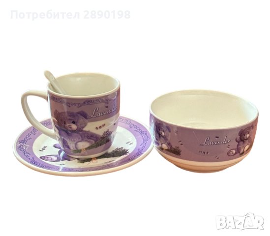 Комплект чаша с чинийка и купа , снимка 2 - Сервизи - 43030712