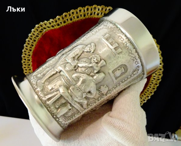 Чаша,халба от калай,Дионис,вино. , снимка 8 - Антикварни и старинни предмети - 37998227