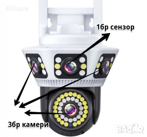 Пълноцветна панорамна 6K Wi-Fi камера за нощно виждане, снимка 5 - Друга електроника - 52744036