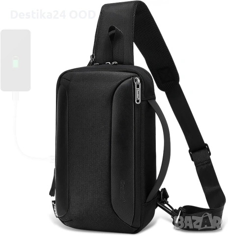Практична и стилна Мъжка чанта за през рамо с USB порт, водоустойчива, снимка 7 - Други - 53430083