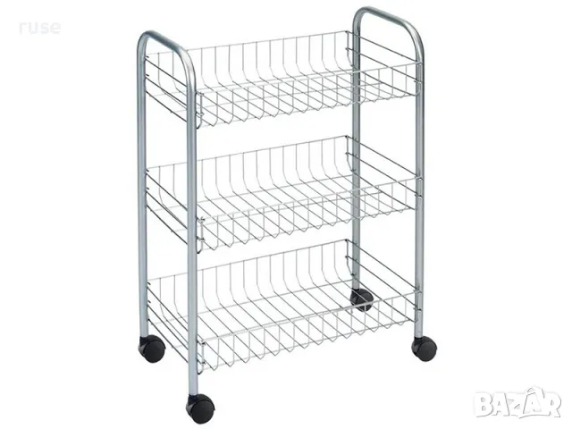 НОВИ! Количка с 3 рафта етажерка с колела 41x23x63 см, снимка 2 - Етажерки - 49832424