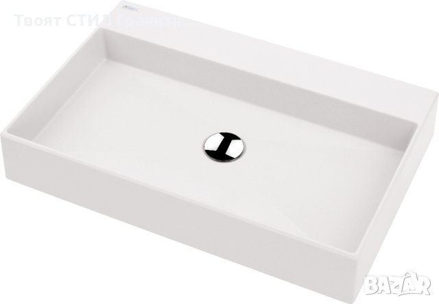 Бяла Гранитна Мивка за Баня, Монтаж върху плот стояща Correo 600x400 мм