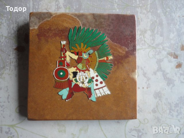 Мексиканска картина пластика бог на ацтеките сертификат, снимка 3 - Картини - 42991279