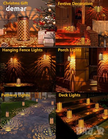 Moman Соларен метален фенер с декоративна светлина за градина или балкон - 2 бр., снимка 3 - Соларни лампи - 43583358