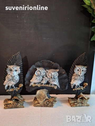 декоративен комплект  бухали/сови, снимка 4 - Статуетки - 36340885
