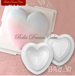 3D Обло средно сърце силиконов молд форма за кекс Свети Валентин юбилей торта сапун гипс, снимка 1 - Форми - 39873079