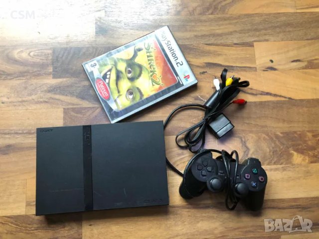 PS2 Slim + Джойстик,AV Кабел и Захранване