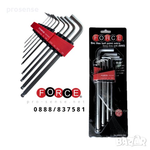 Удължени Шестограми Г-Образни с топче 9 части FORCE 5093XLBS