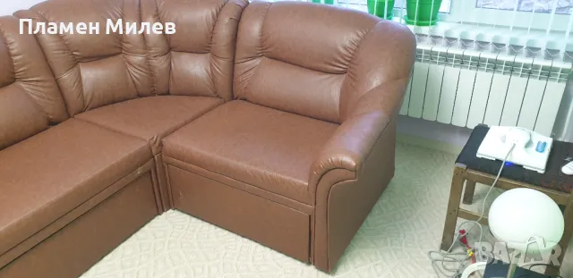 Кожен ъглов диван, снимка 4 - Дивани и мека мебел - 48451563