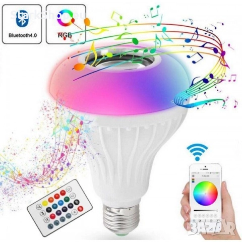 Топ хит Диско Блутуд Bluetooth колона крушка цвят музика лед RGB, снимка 7 - Крушки - 52546524