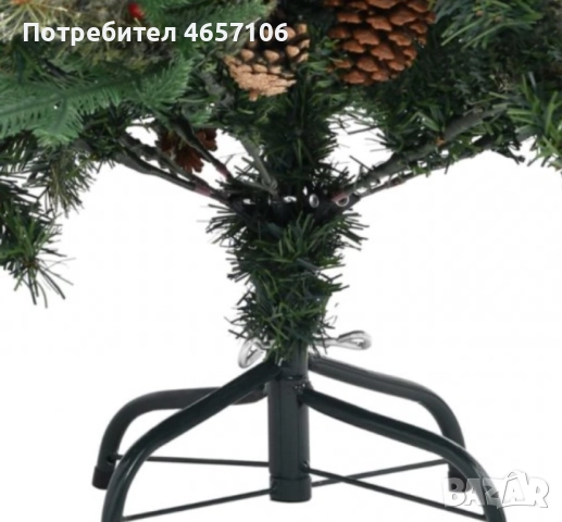 Изкуствена елха Luxury Diamond с червен глог и шишарки, снимка 2 - Други - 52494069