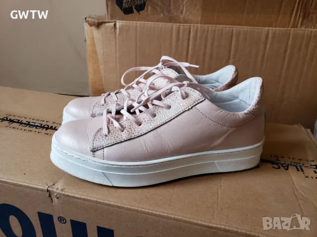 Розови кецове от естествена кожа, снимка 2 - Кецове - 49801376