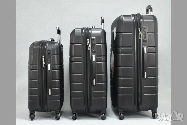 Комплект от 3 куфара в черен цвят, снимка 4 - Куфари - 44114795
