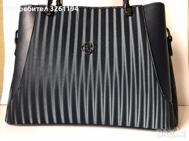 дамска кожена чанта НОВА – тъмно синя, снимка 2 - Чанти - 42934319