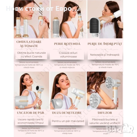 Професионален сешоар NovEterna® 7 в 1, 2 автоматични маши с ефект на опашката,, снимка 3 - Сешоари - 53467411