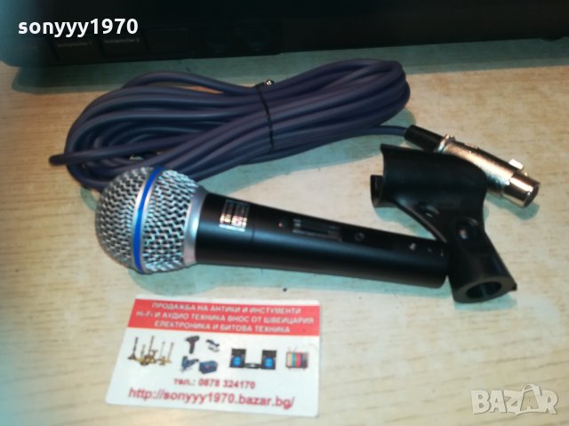 shure beta sm58s profi mic с кабел и държач 2003211950, снимка 1 - Микрофони - 32240064