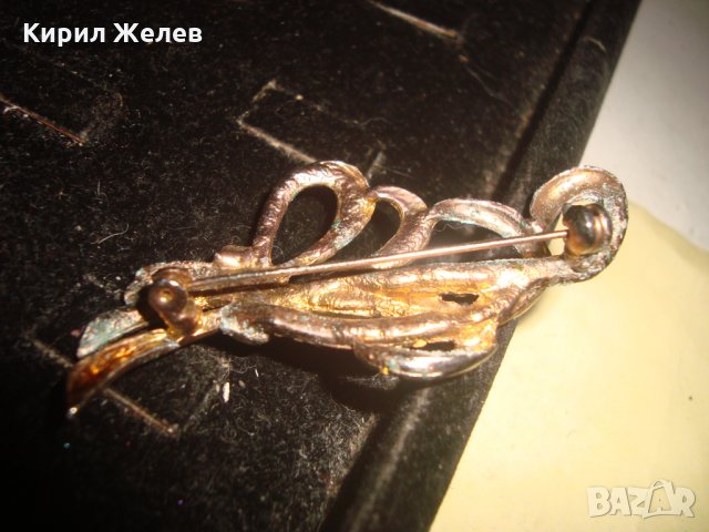 ФЛОРАЛНА СТАРА ПОЗЛАТЕНА КРИСТАЛНА РЕТРО АРТ БРОШКА 20577, снимка 6 - Други - 33423119