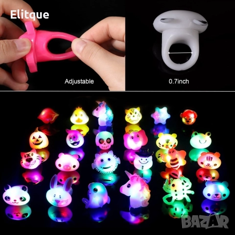 Светещ пръстен TPR. Мигащ парти пръстен, снимка 2 - Пръстени - 52800530