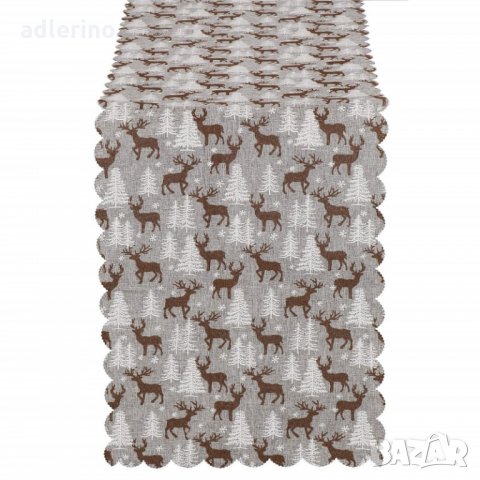 Коледна покривка за маса, декоративна лента за маса, Коледна лента за маса, 186х35 см, сива с елени, снимка 7 - Покривки за маси - 34779502