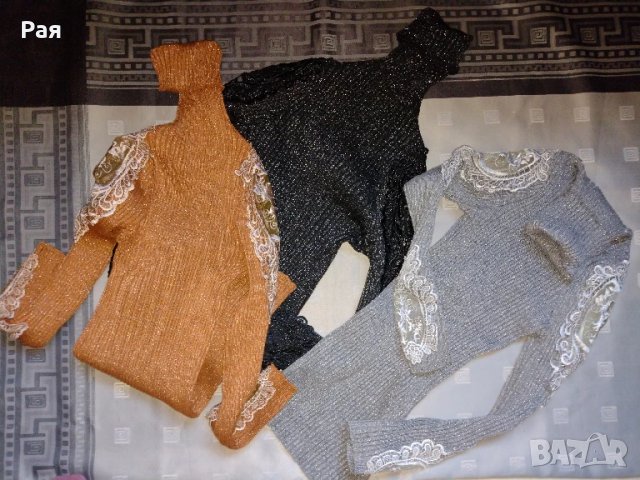 Дамско поло с дантела, ламе , снимка 1