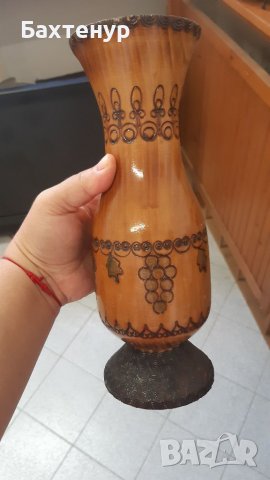 Дървена ваза стара, снимка 2 - Вази - 37866457