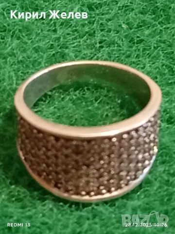 Прекрасен скъпоценен сребърен пръстен с ювелирно инкрустирани цирконий ръчна изработка 39744, снимка 3 - Пръстени - 52917683