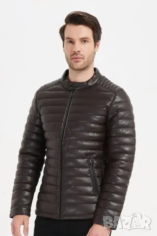 Мъжко кожено яке , снимка 5 - Якета - 47662511
