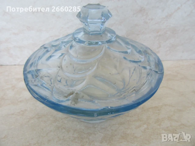 СТЪКЛЕНА ЗАХАРНИЦА С КАПАК - ОТ СОЦА, снимка 2 - Други - 51108859