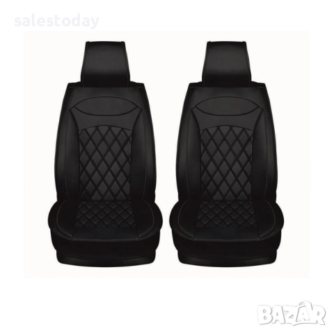 Калъфи за предни седалки, 2бр. протектори от еко кожа, черен цвят